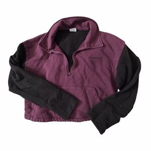 Outdoor Voices Purple and Black Colorblock Quarter Zip Sweatshirt